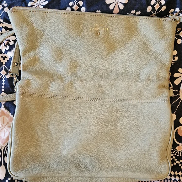 ♤ Kate Spade Mint Green Leather Fold-Over Crossbody Bag - Picture 3 of 16